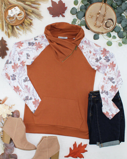 Classic Zoey ZipCowl Sweatshirt - Maple and Fall Foliage