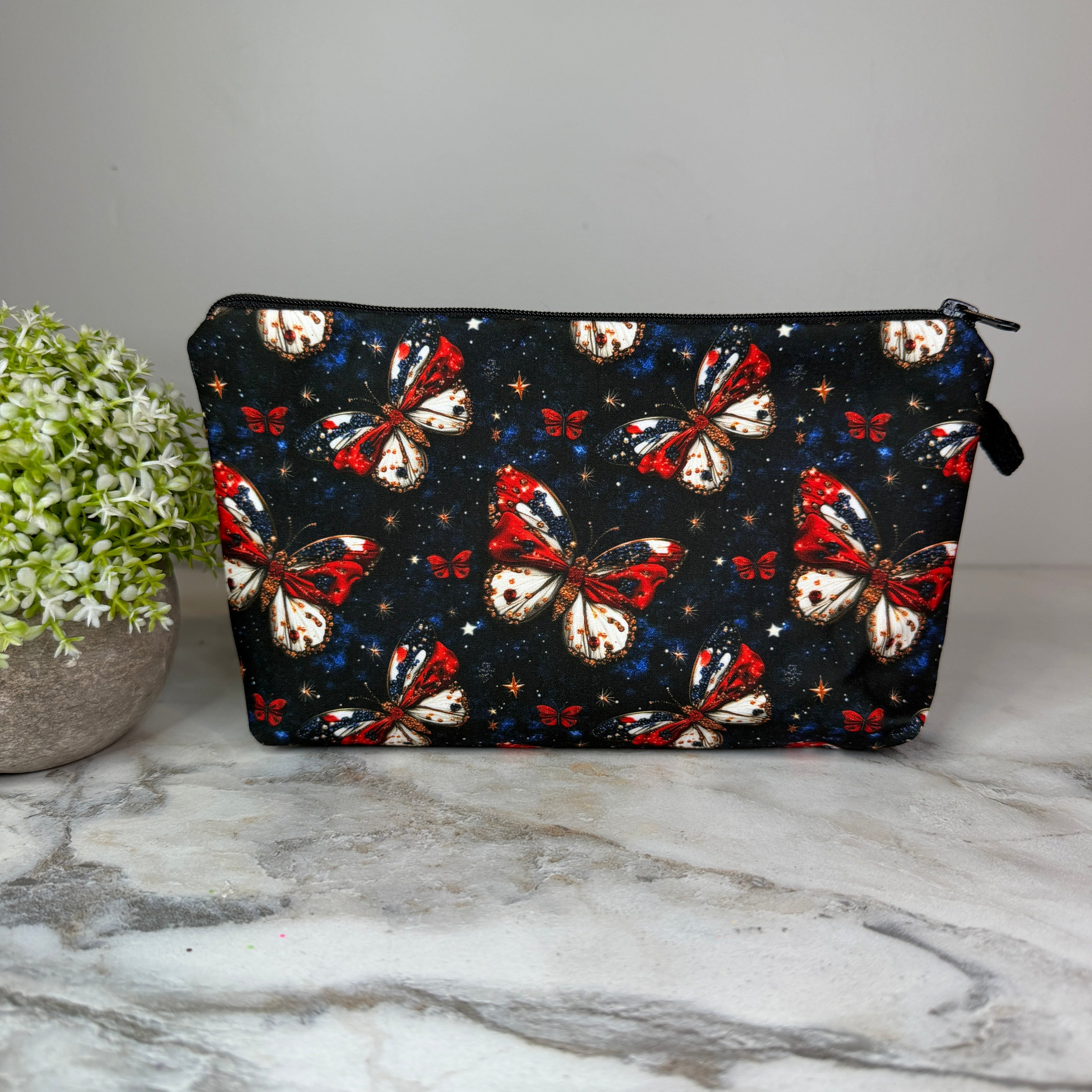 Pouch - America Red White Blue Butterfly