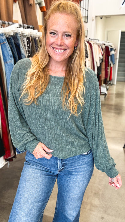 Hunter Green Batwing Top