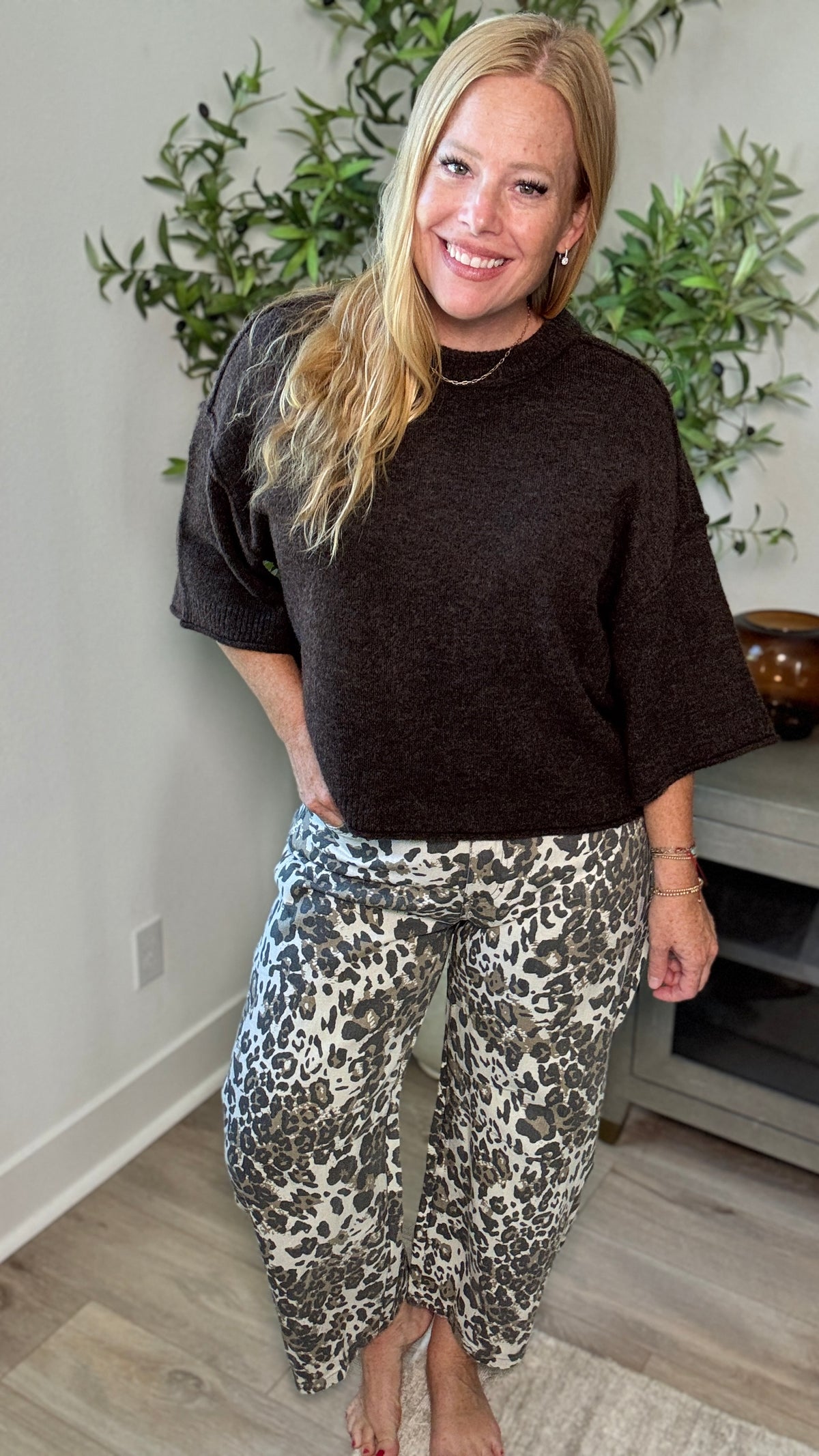 Good Luck Leopard Print Barrel Jean