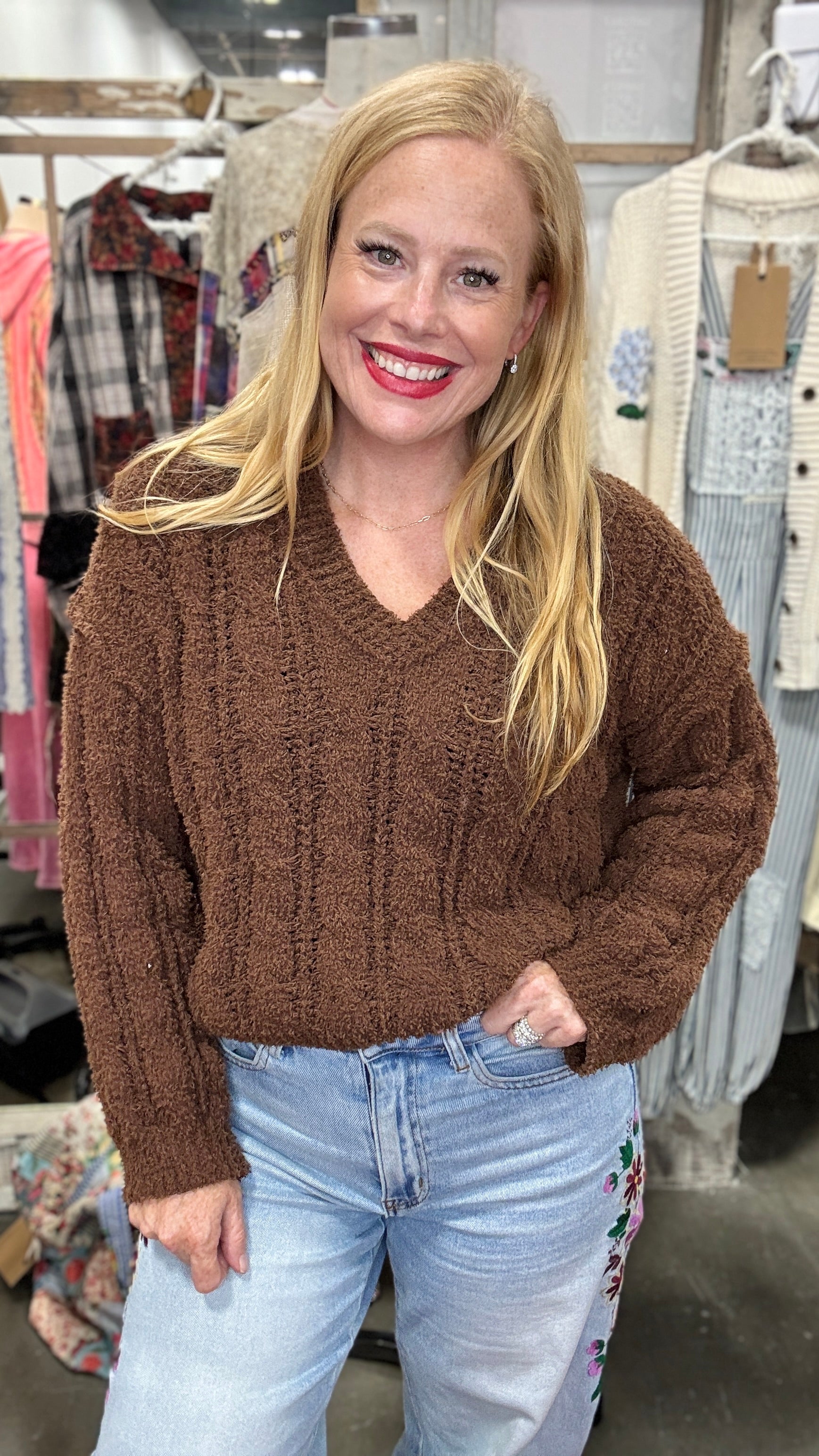 Cable Knit Chenille Sweater by POL