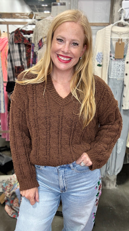 Cable Knit Chenille Sweater by POL