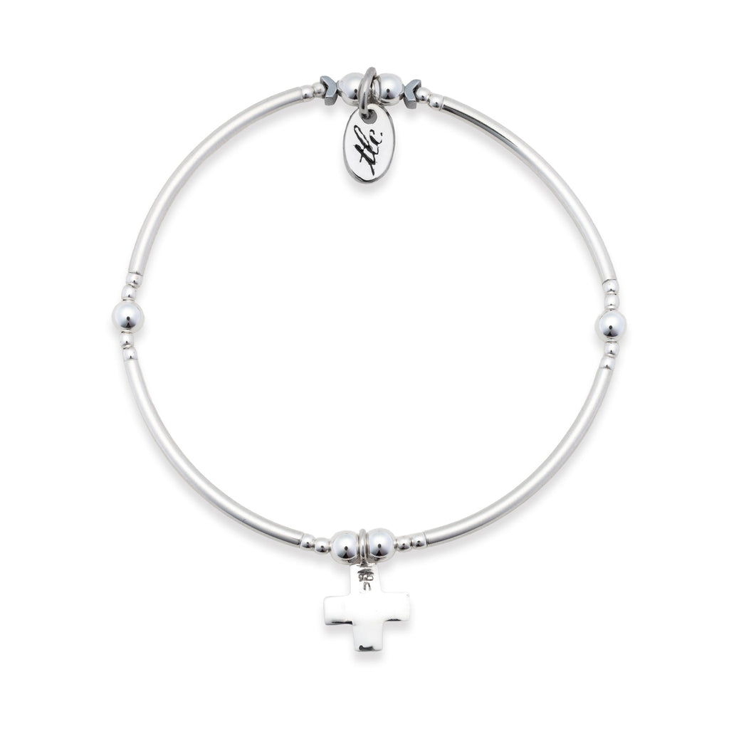 Faith - Sterling Silver Charmed Stretch Bangle