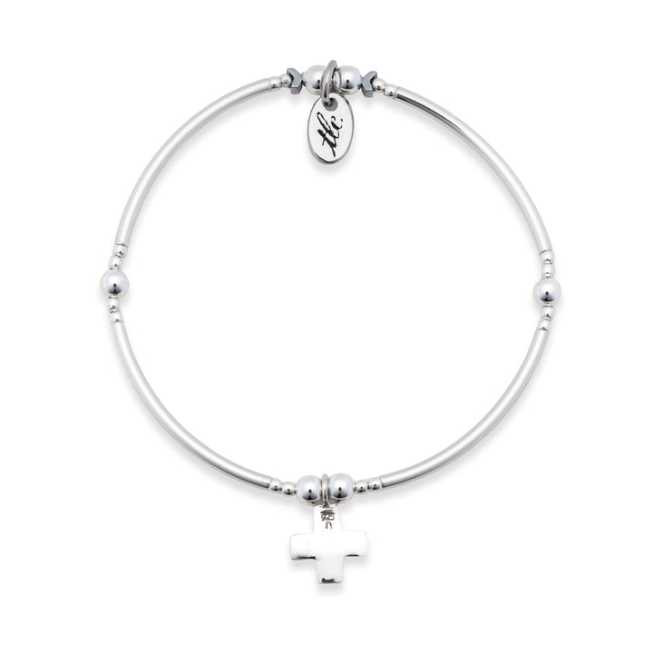 Faith - Sterling Silver Charmed Stretch Bangle