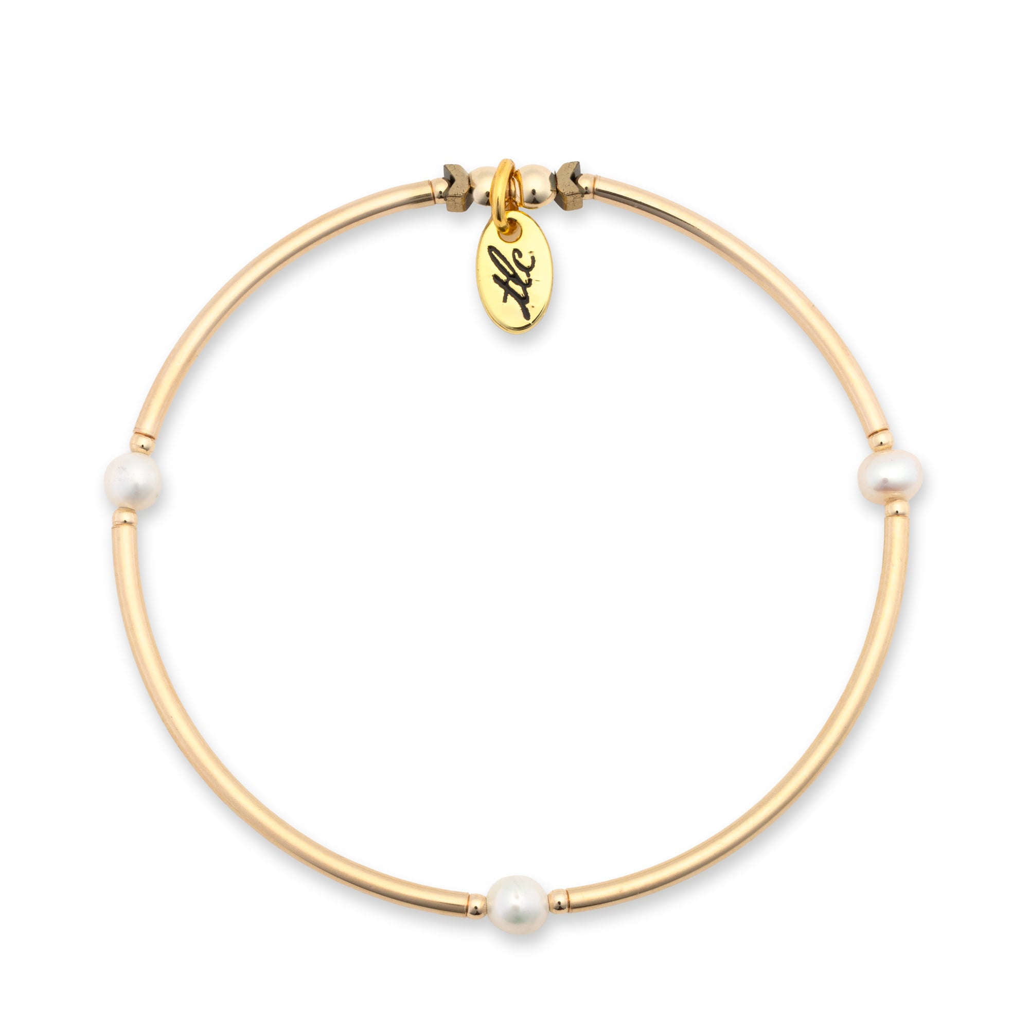 Classic Glamour - Fresh Water Pearl & Gold Filled Stretch Bangle