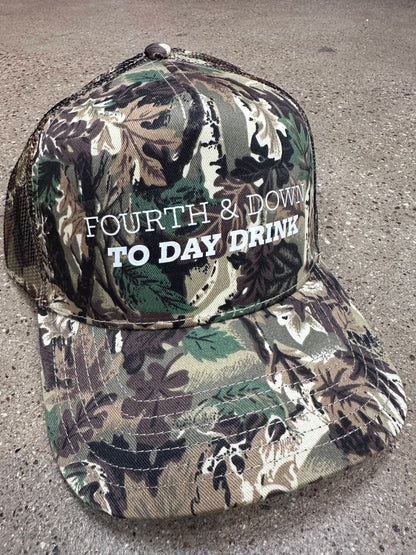 Fourth & Down to Day Drink Real Camo Canvas Trucker Hat