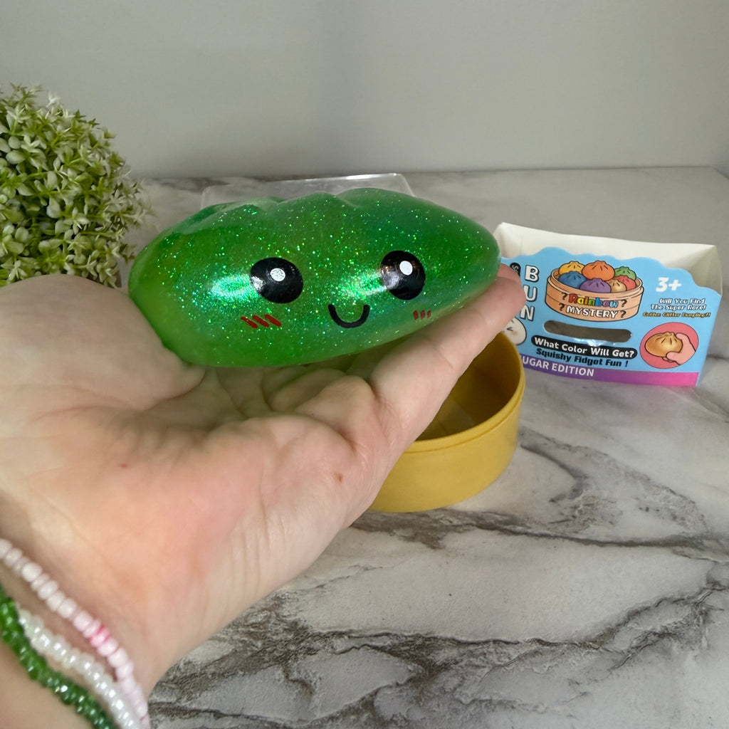 Squishy Toy - Viral Dumpling, Slow Rise Glitter - Green