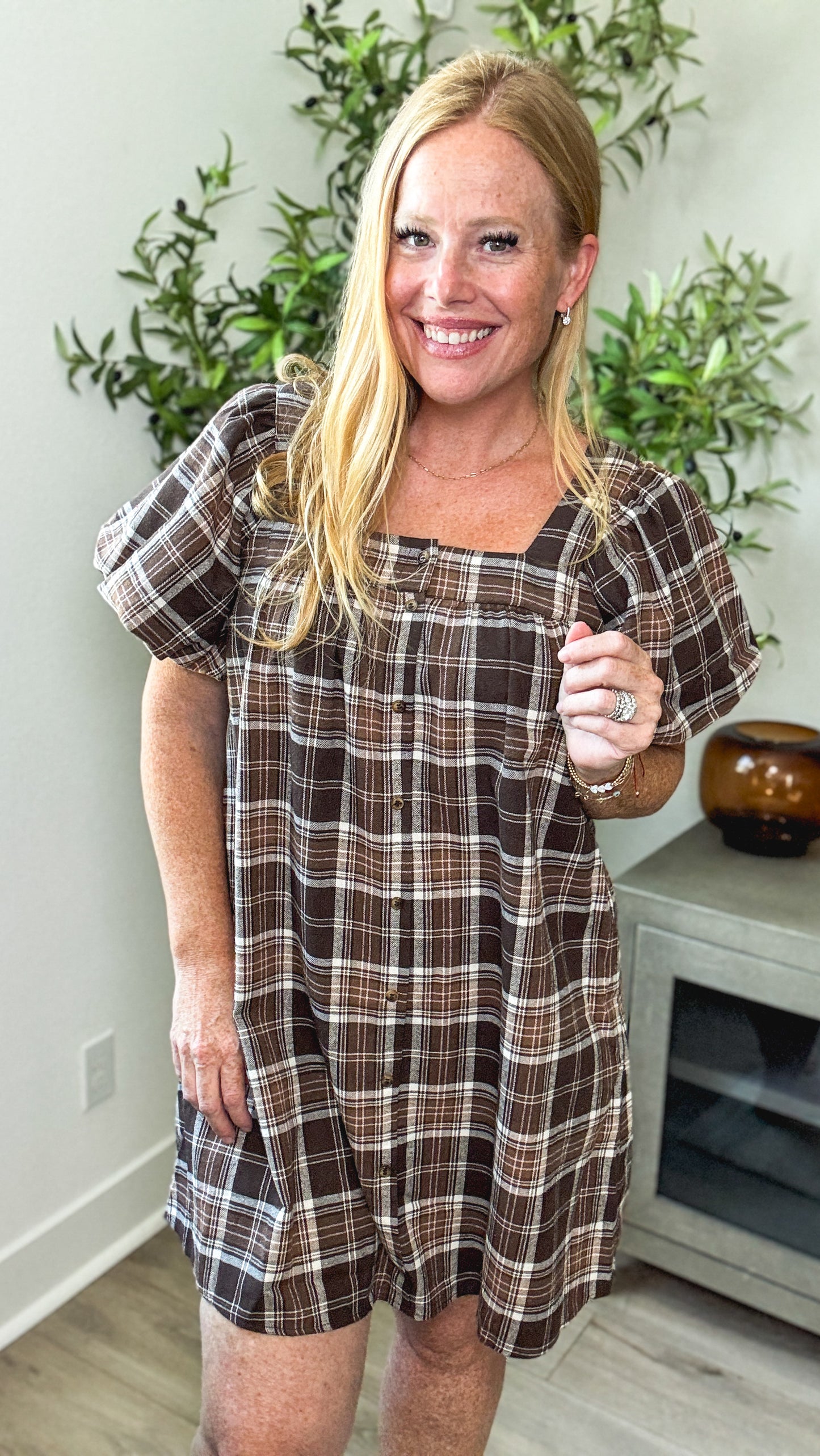 Harvest Moon Plaid Babydoll Dress
