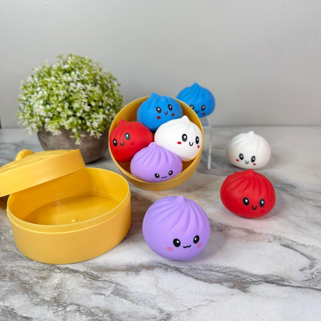 Squishy Toy - Mini Dumpling, Solids - 4 PACK!