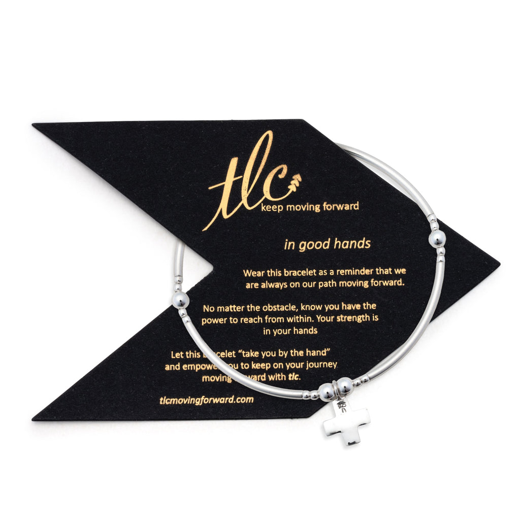 Faith - Sterling Silver Charmed Stretch Bangle
