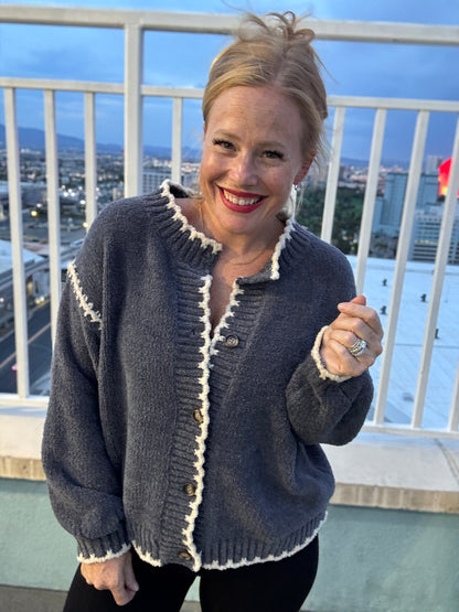 Chunky Thread Chenille Cardi