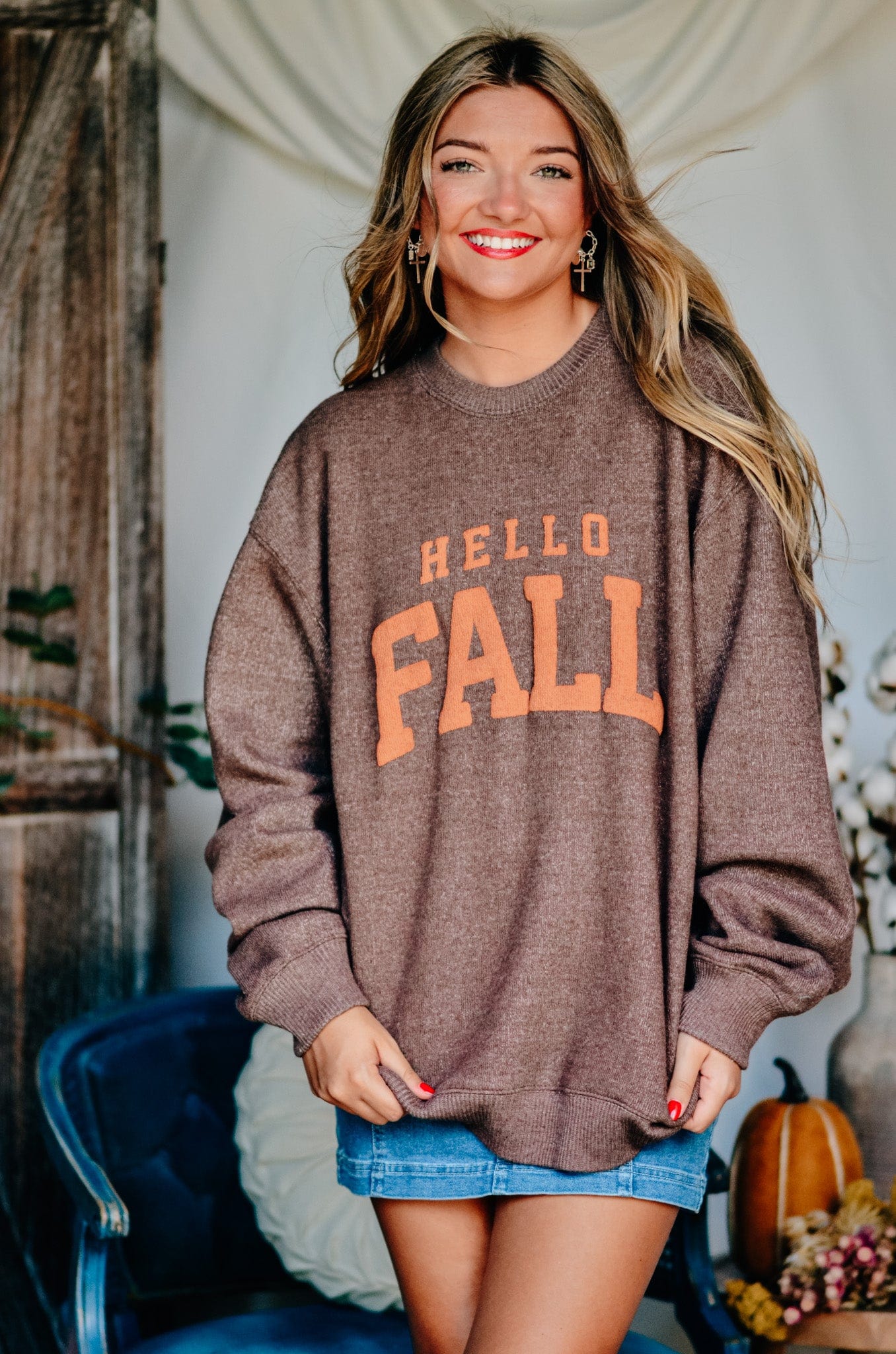 Hello Fall Knit Sweatshirt