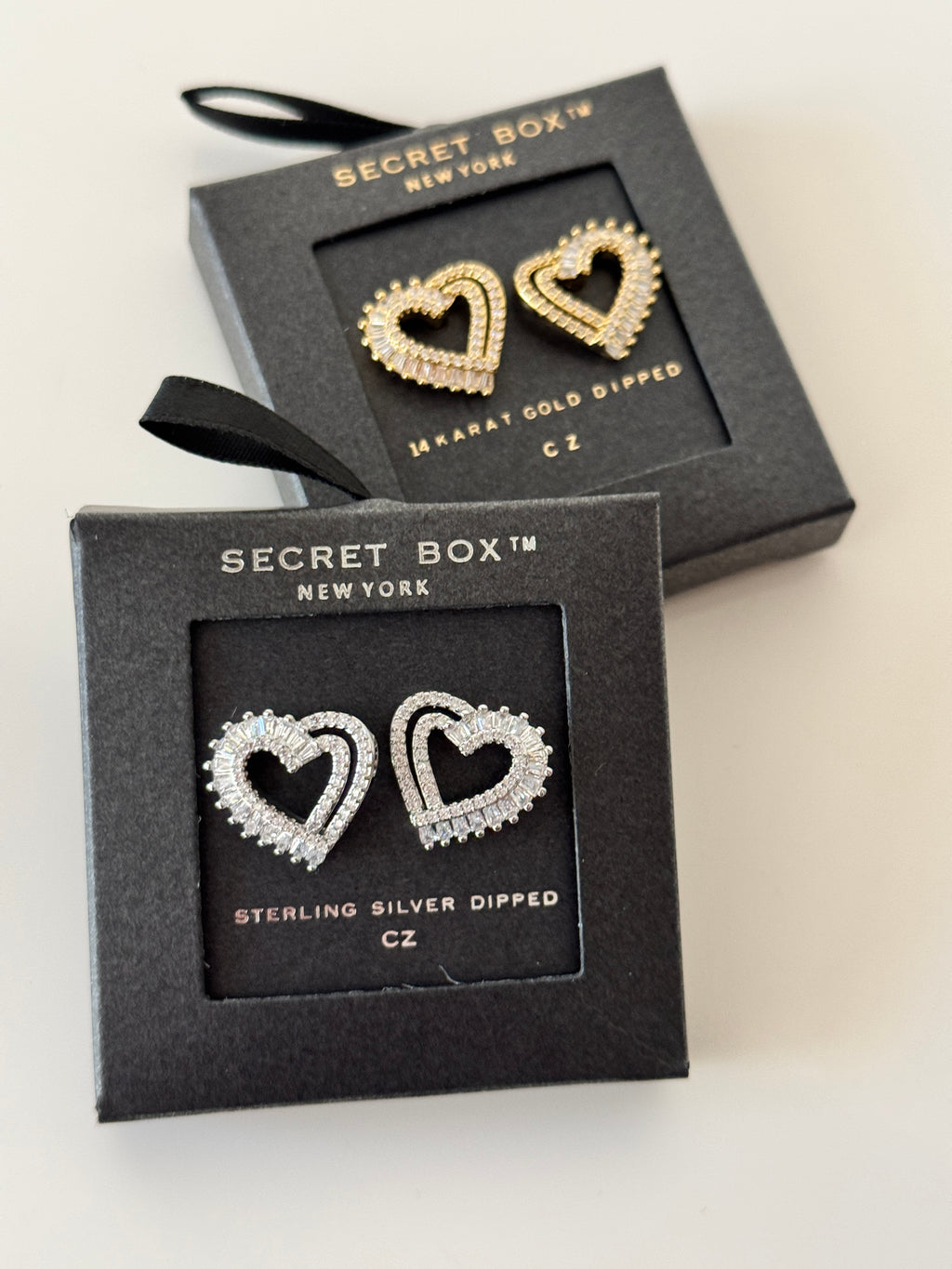 Secretbox Pave Crystal Heart Earrings