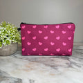 Pouch - Maroon Dark Pink Hearts