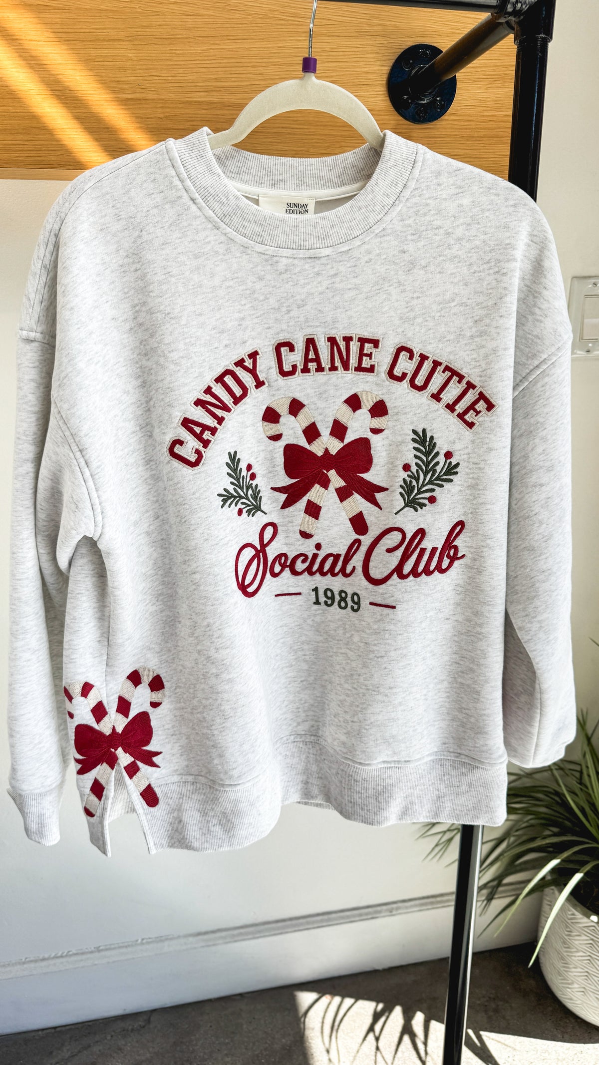 Candy Cane Cutie Embroidered Sweatshirt
