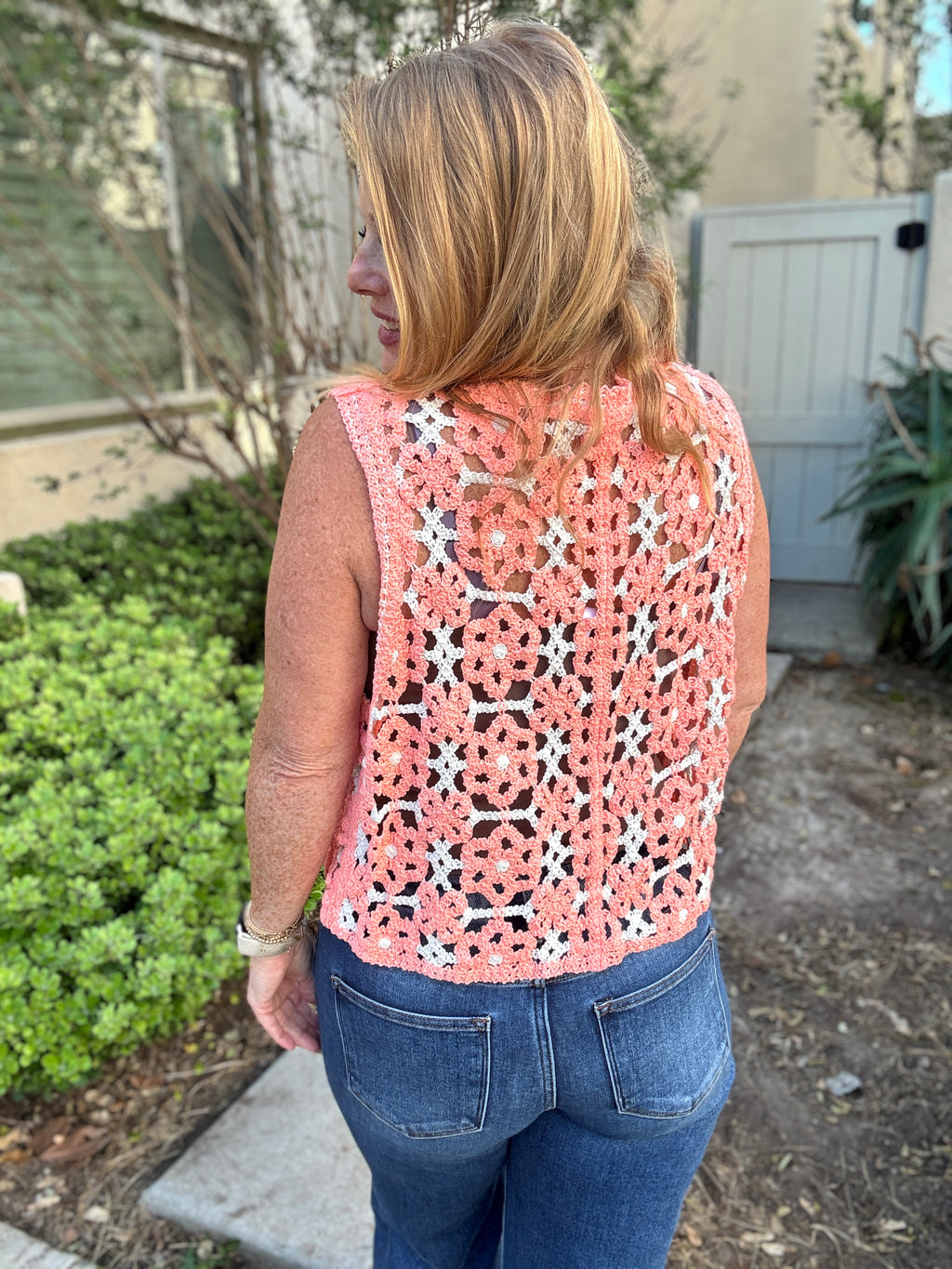 Watercolor Crochet Button Tank
