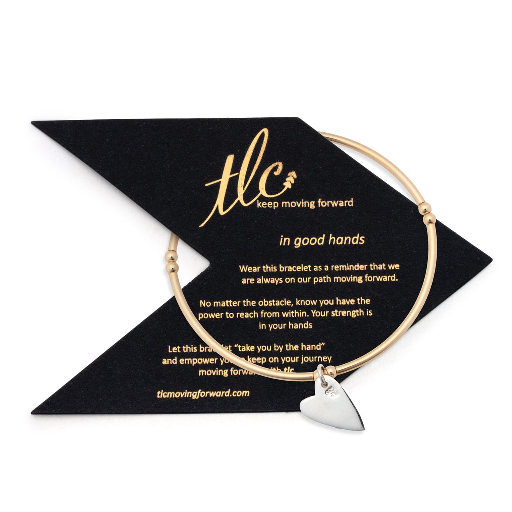 Sweet Heart - Gold Filled & Sterling Silver Charmed Stretch Bangle