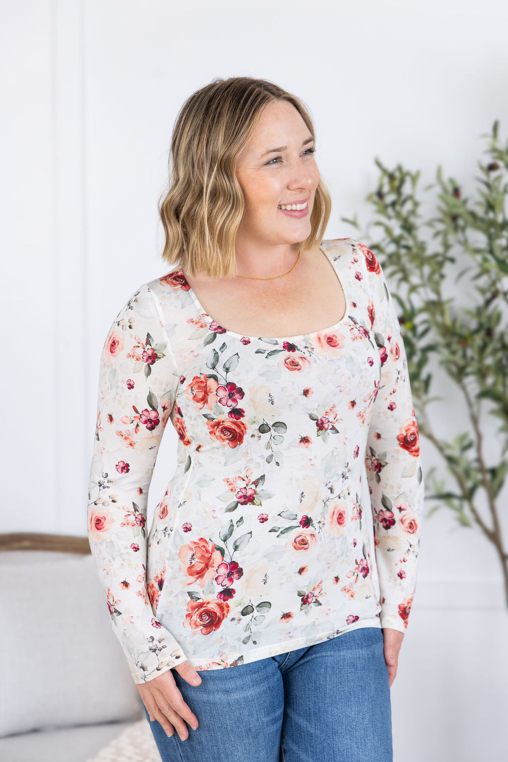 IN STOCK Alyssa Long Sleeve Top - Pink Bloom