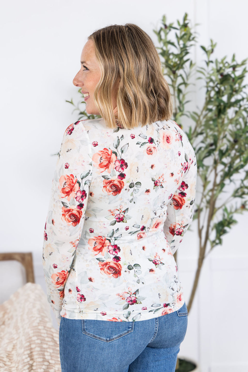 IN STOCK Alyssa Long Sleeve Top - Pink Bloom
