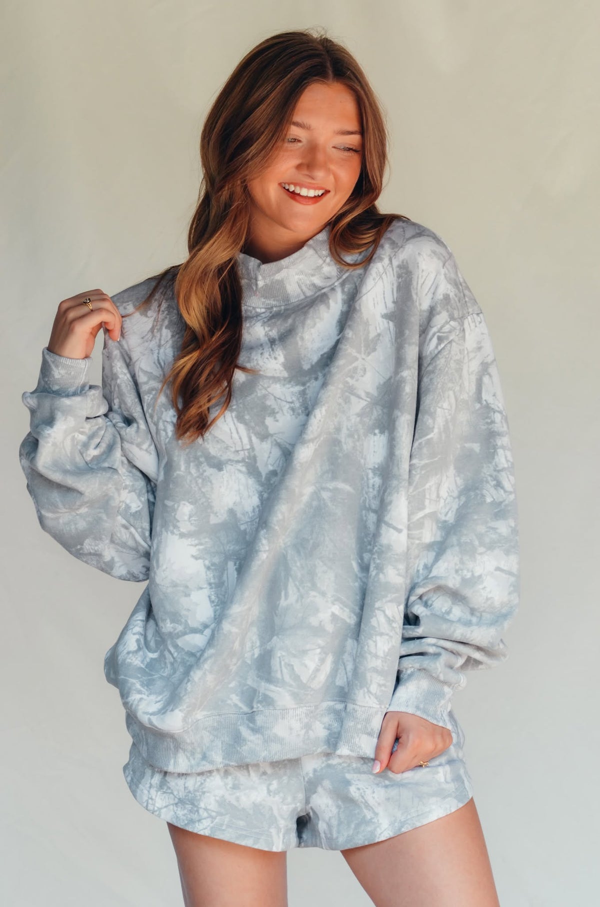 PREORDER (estimated 11/10 ship date!!) White Wash Camo Mock Neck Sweatshirt