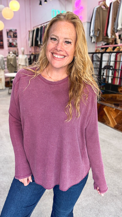 Free Weekend Waffle Knit Long Sleeve
