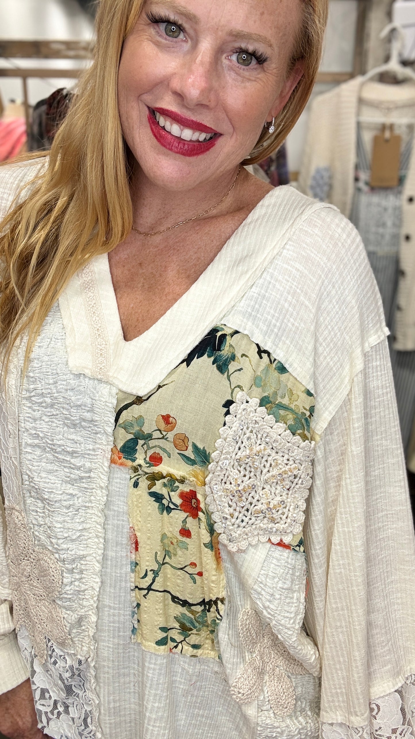 Creme De La Creme Mixed Media Top by POL
