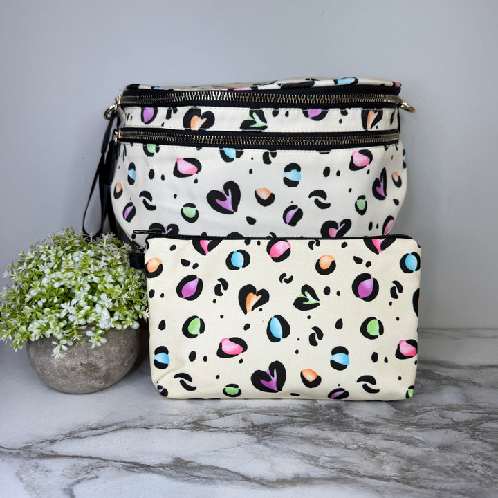 Bundled Set - Roni & Pouch - Animal Print Multi Color Hearts