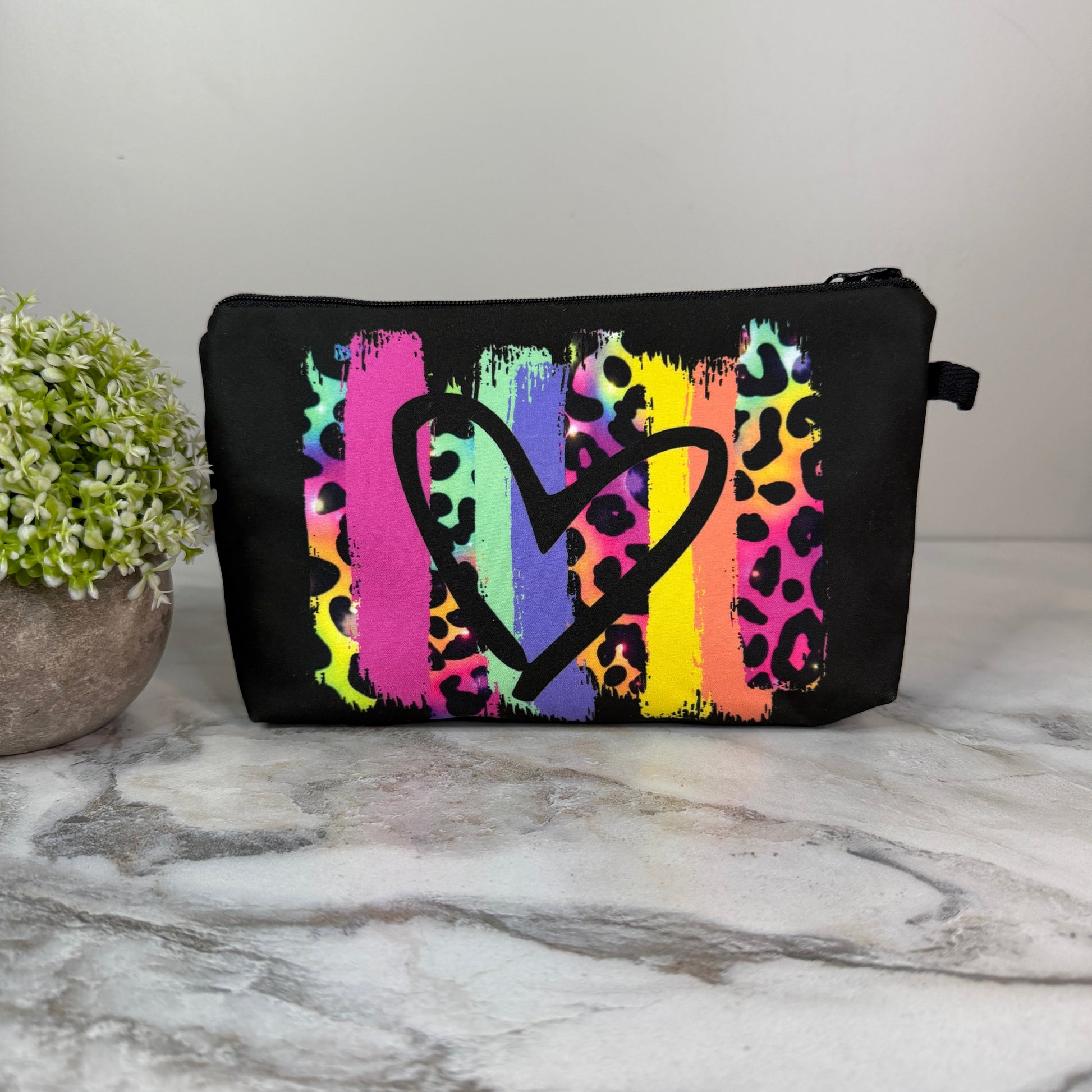 Pouch - Animal Print Rainbow Heart