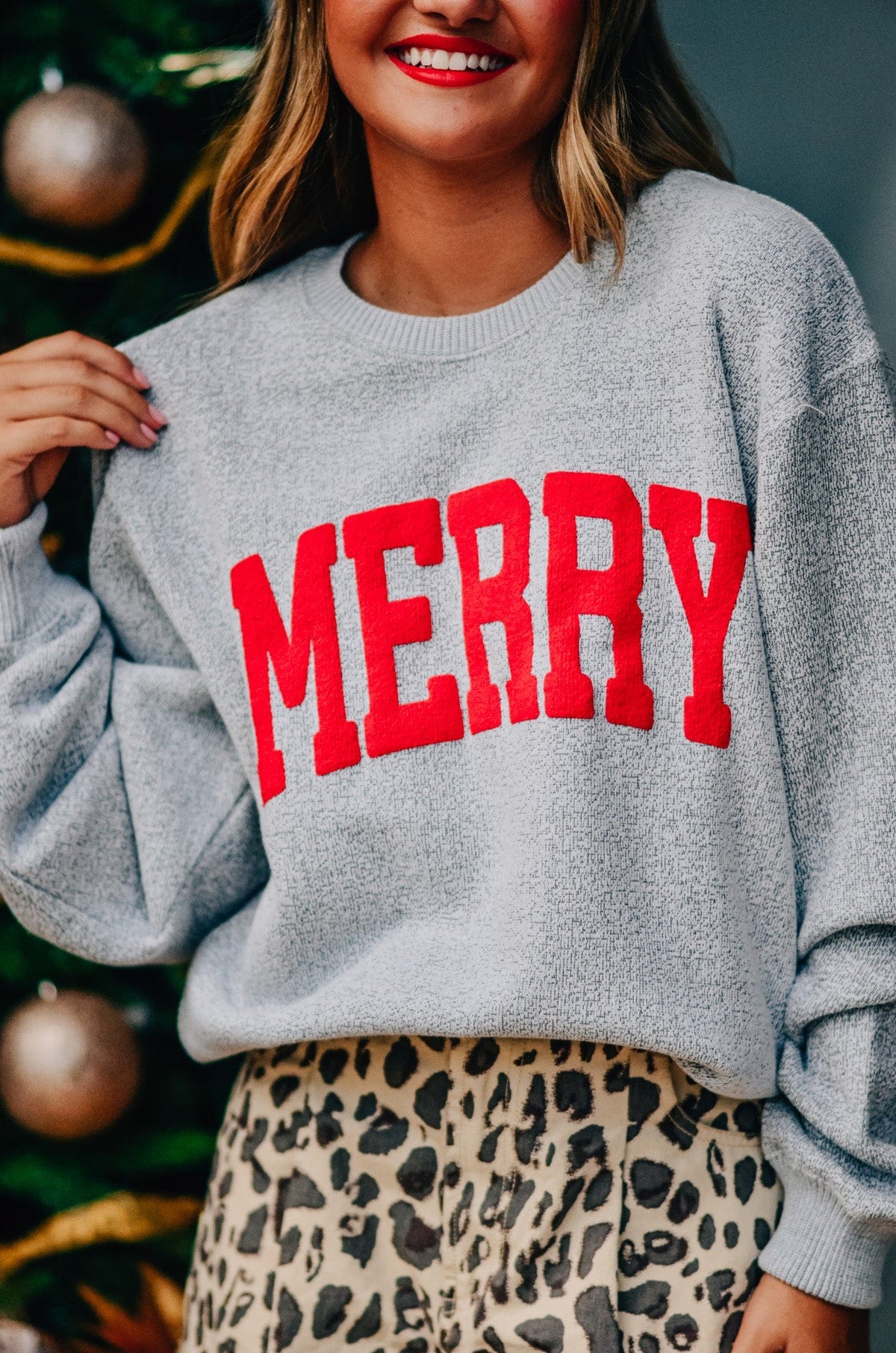 Merry Silver Knit Sweatshirt