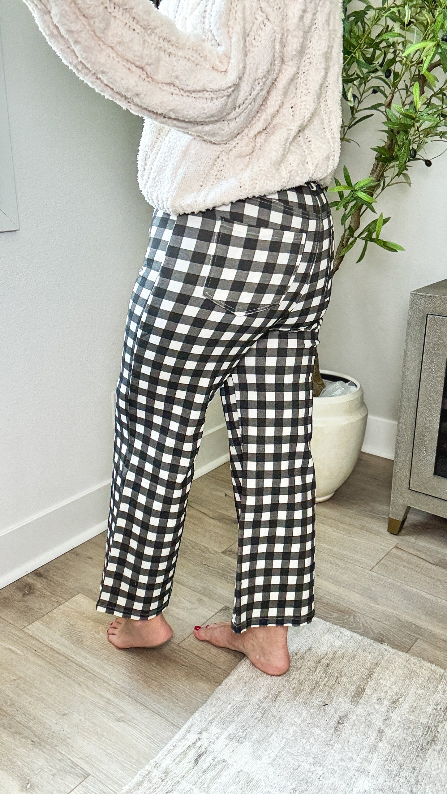 Check Me Out Gingham Wide Leg Jeans