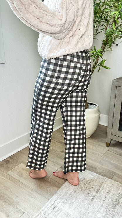 Check Me Out Gingham Wide Leg Jeans