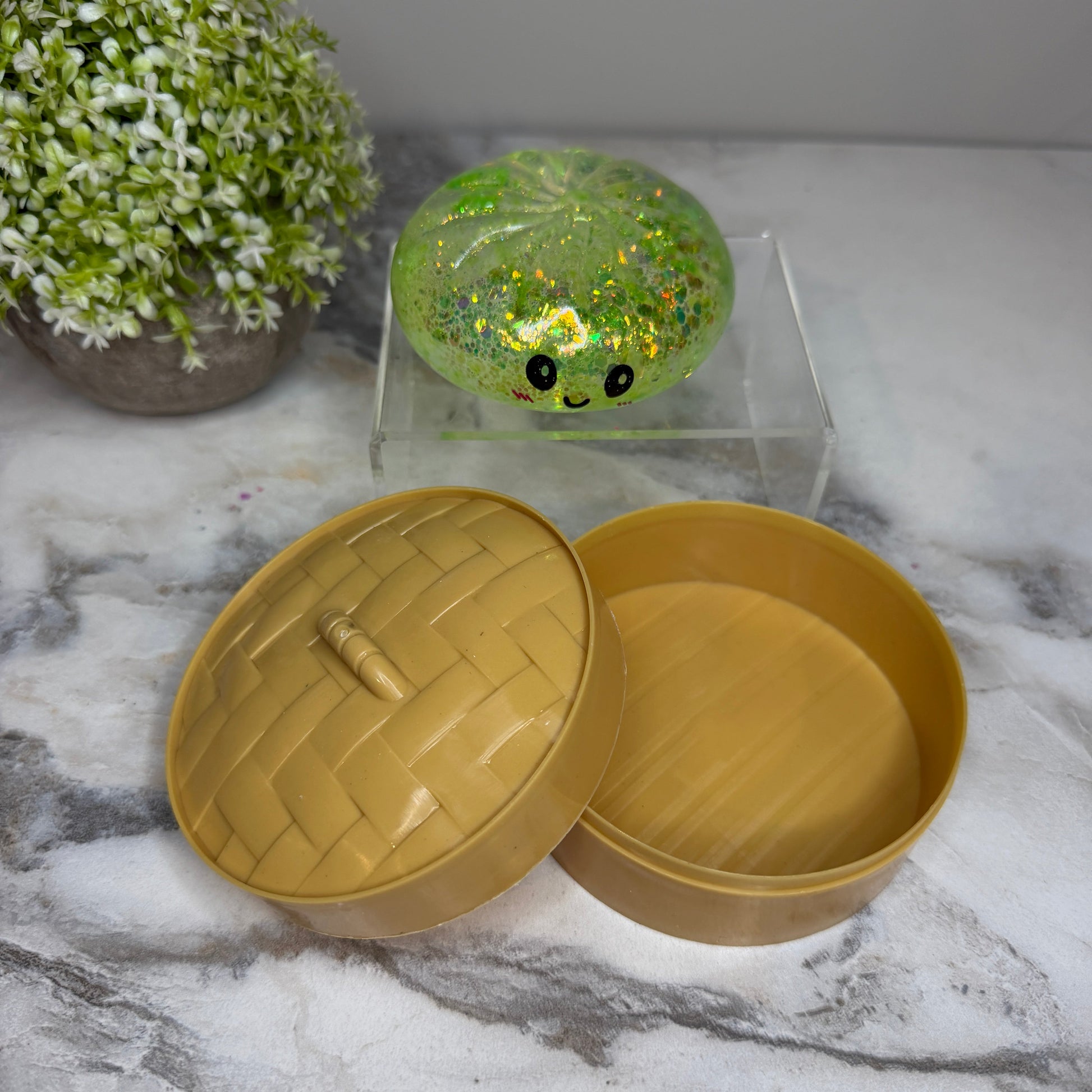 Squishy Toy - Viral Dumpling, Slow Rise Glitter - Green