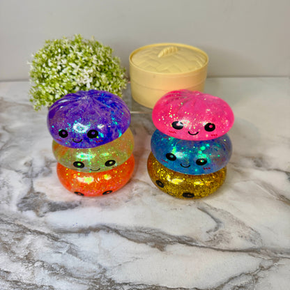 Squishy Toy - Viral Dumpling, Slow Rise Glitter - Blue