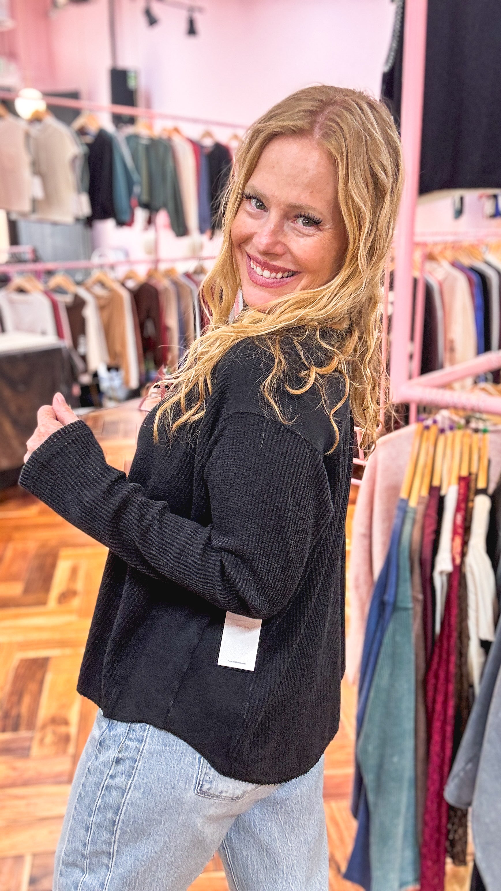 Free Weekend Waffle Knit Top