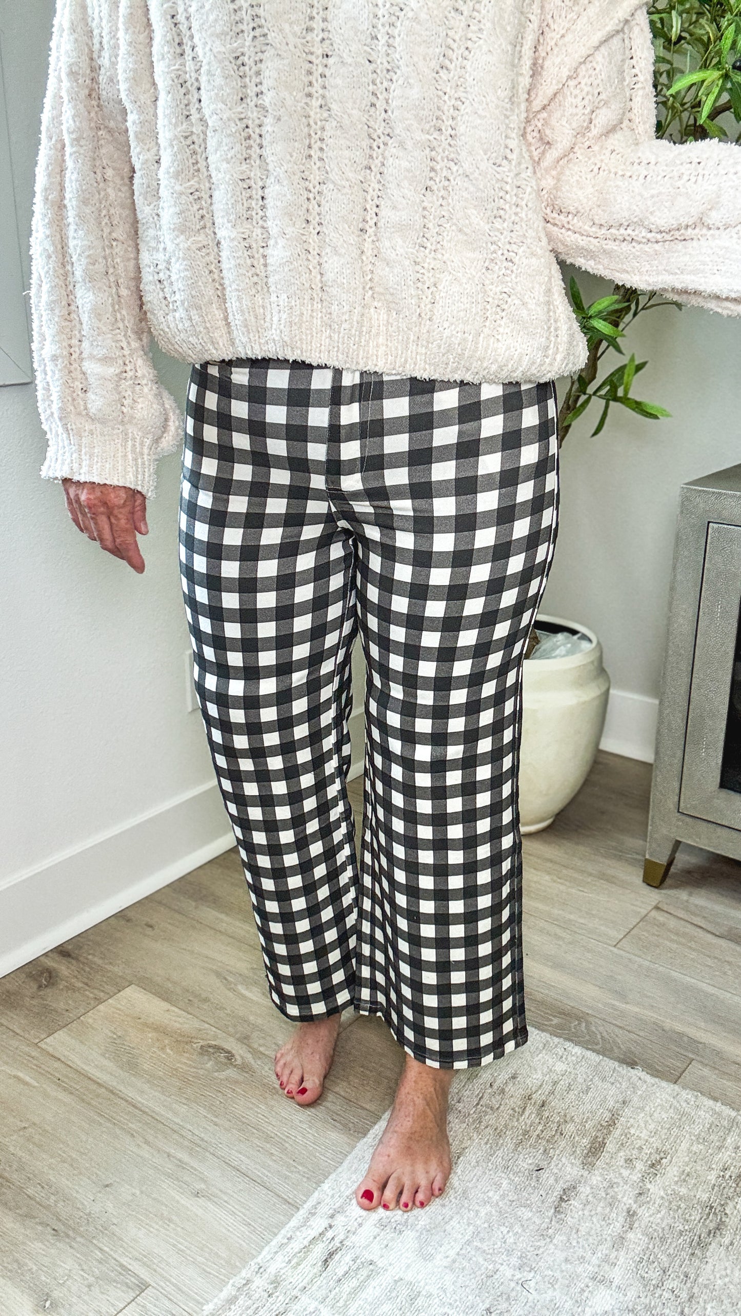 Check Me Out Gingham Wide Leg Jeans