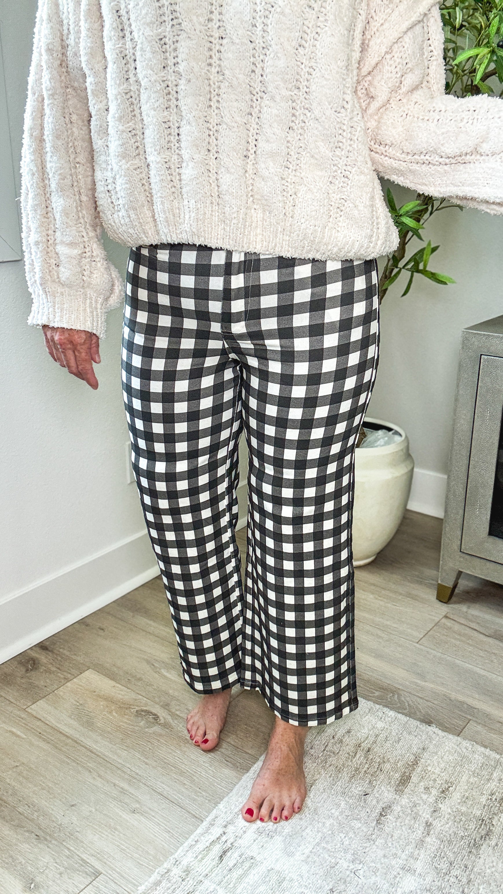 Check Me Out Gingham Wide Leg Jeans