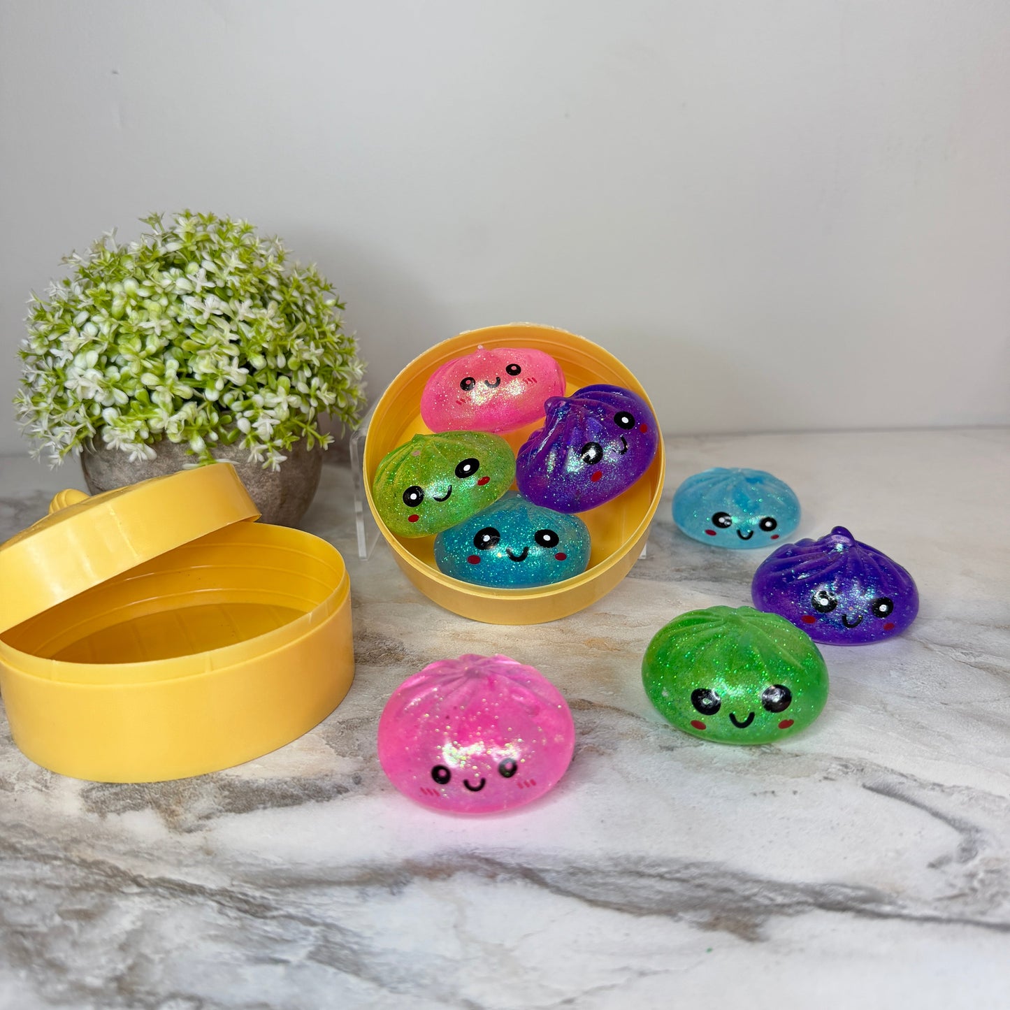 Squishy Toy - Mini Dumpling, Slow Rise Glitter - 4 PACK!