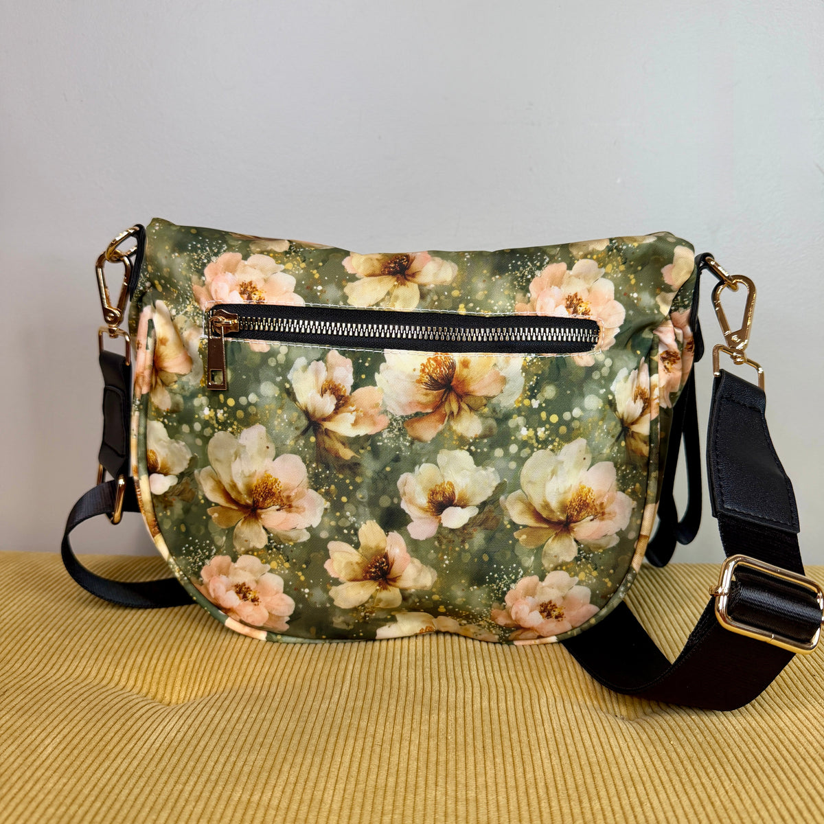 The Roni Nylon Crossbody - Floral Green Magnolia
