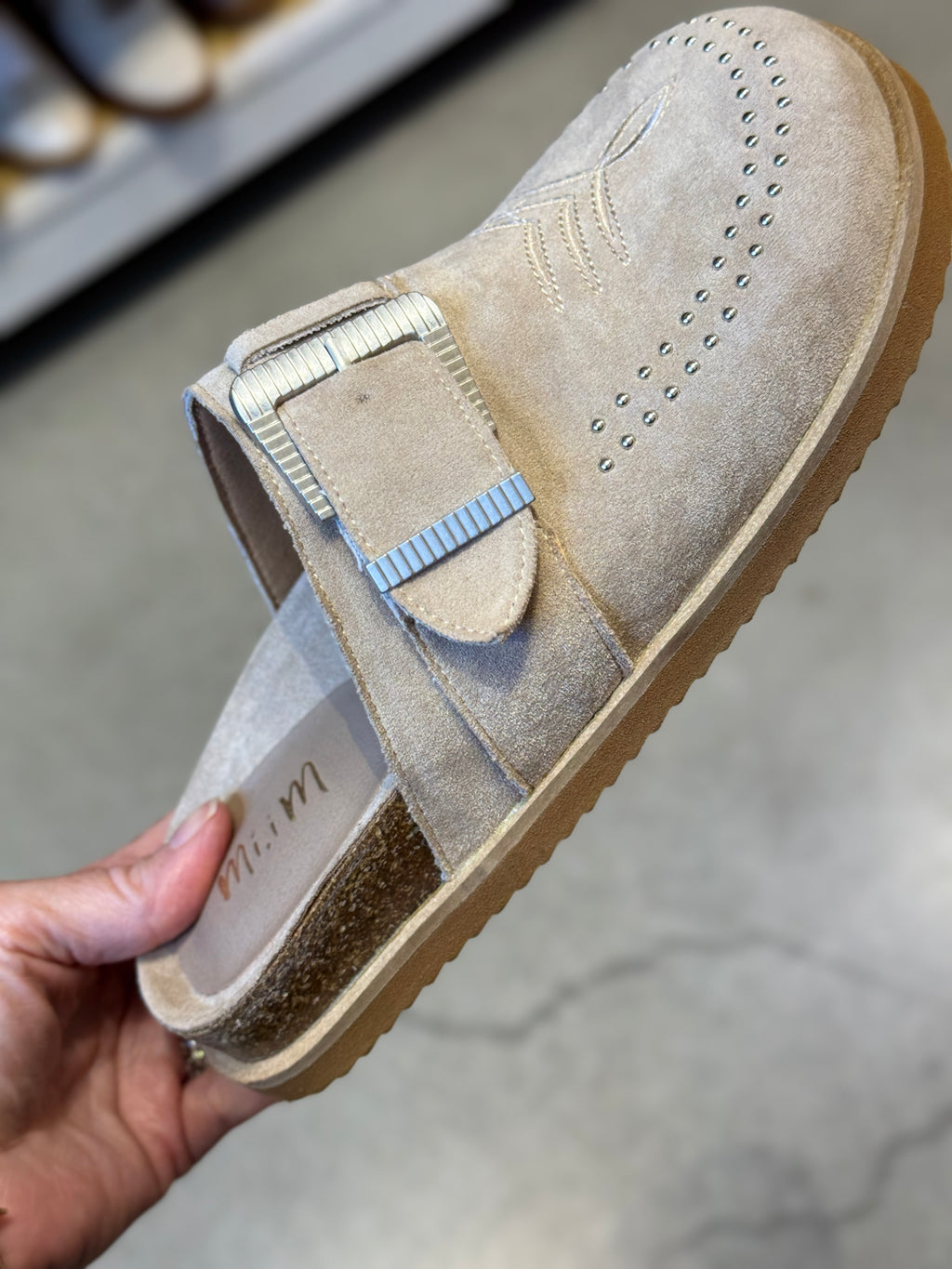 Josephine Suede Slide in Grey