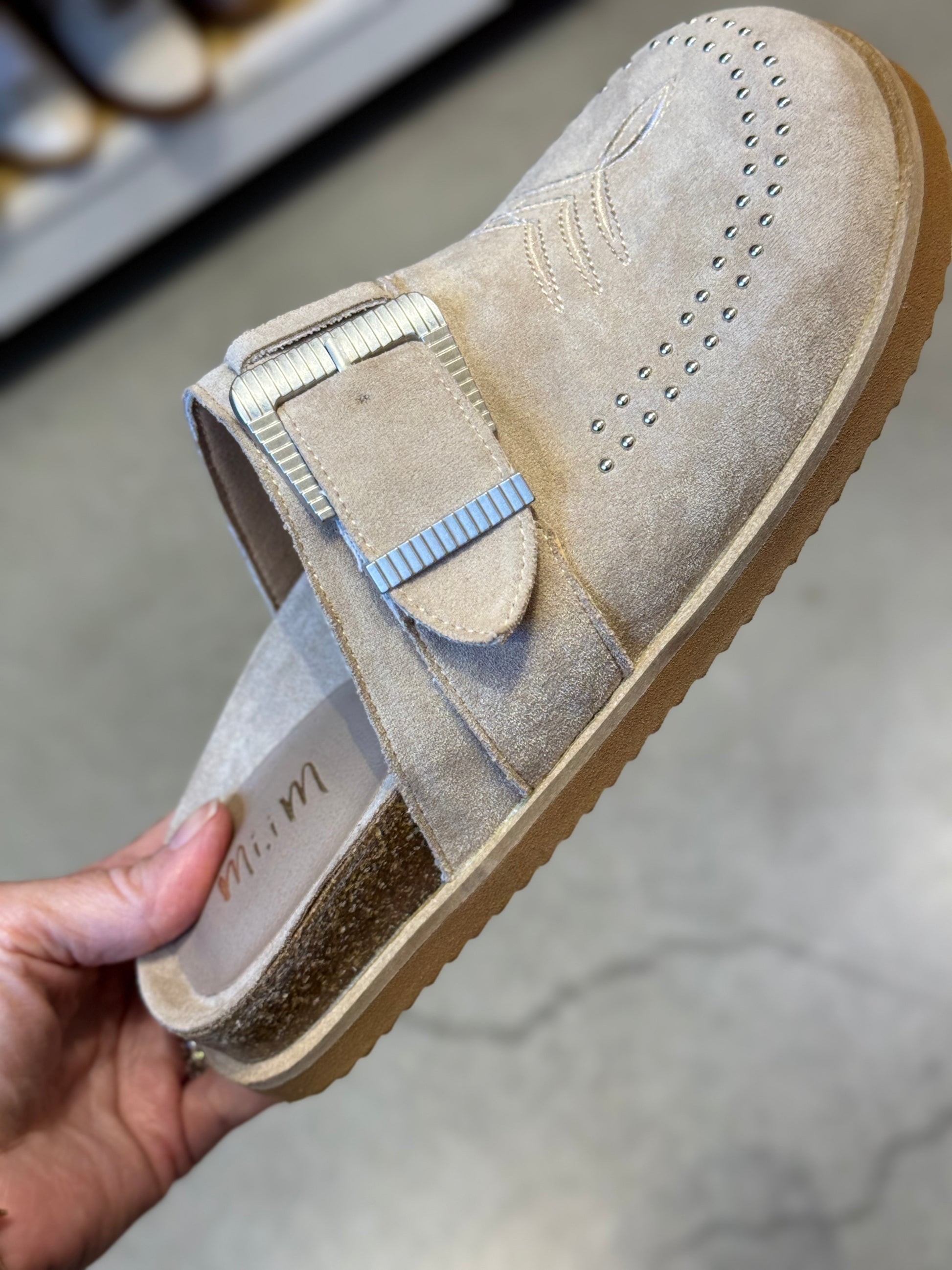 Josephine Suede Slide in Grey