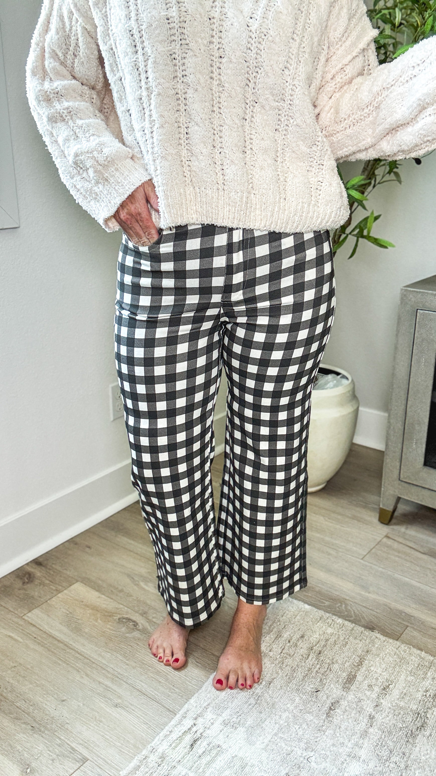 Check Me Out Gingham Wide Leg Jeans