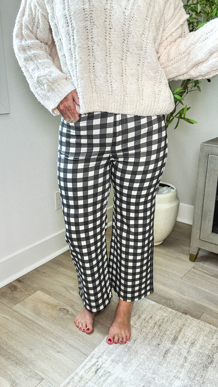 Check Me Out Gingham Wide Leg Jeans