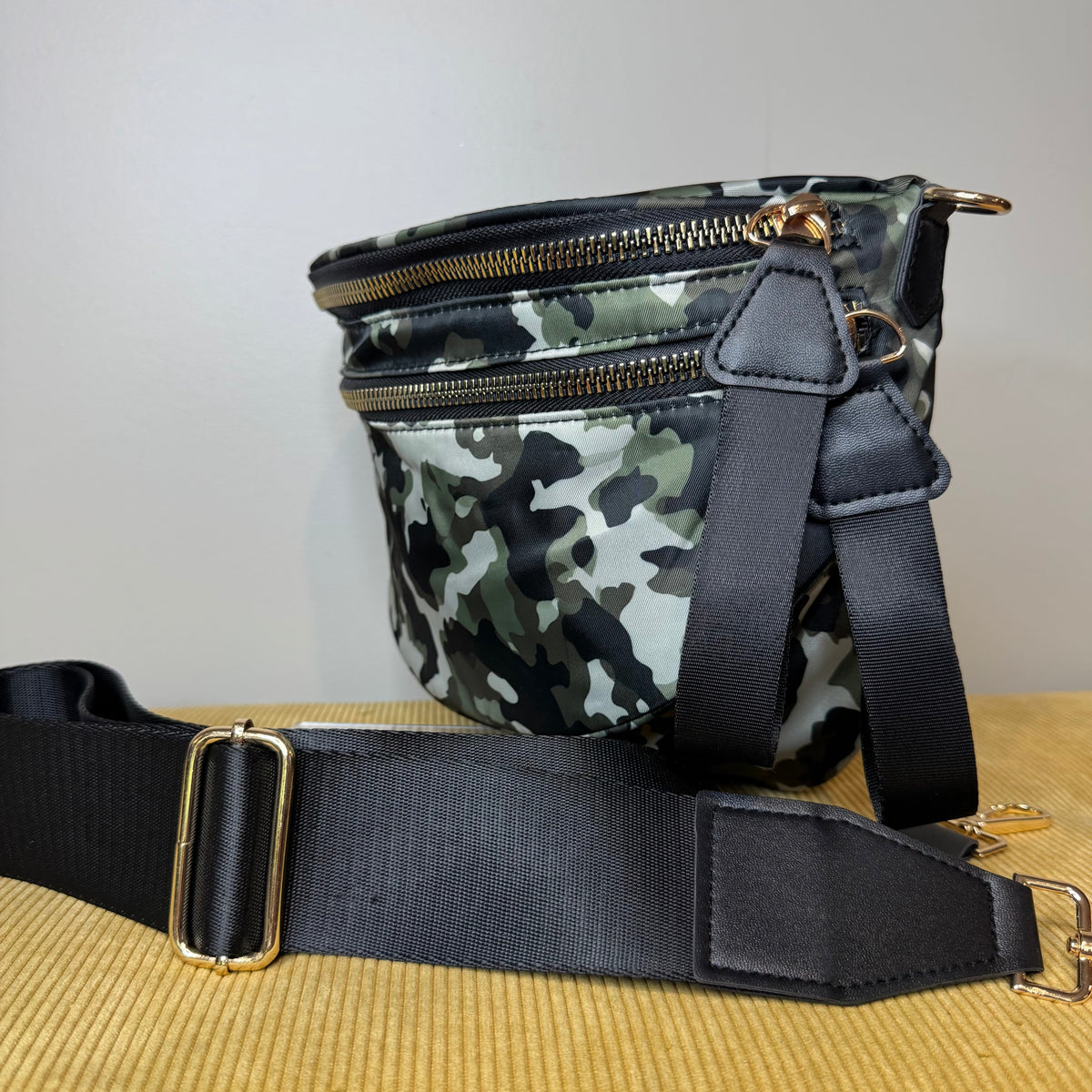 The Roni Nylon Crossbody - Green Camo