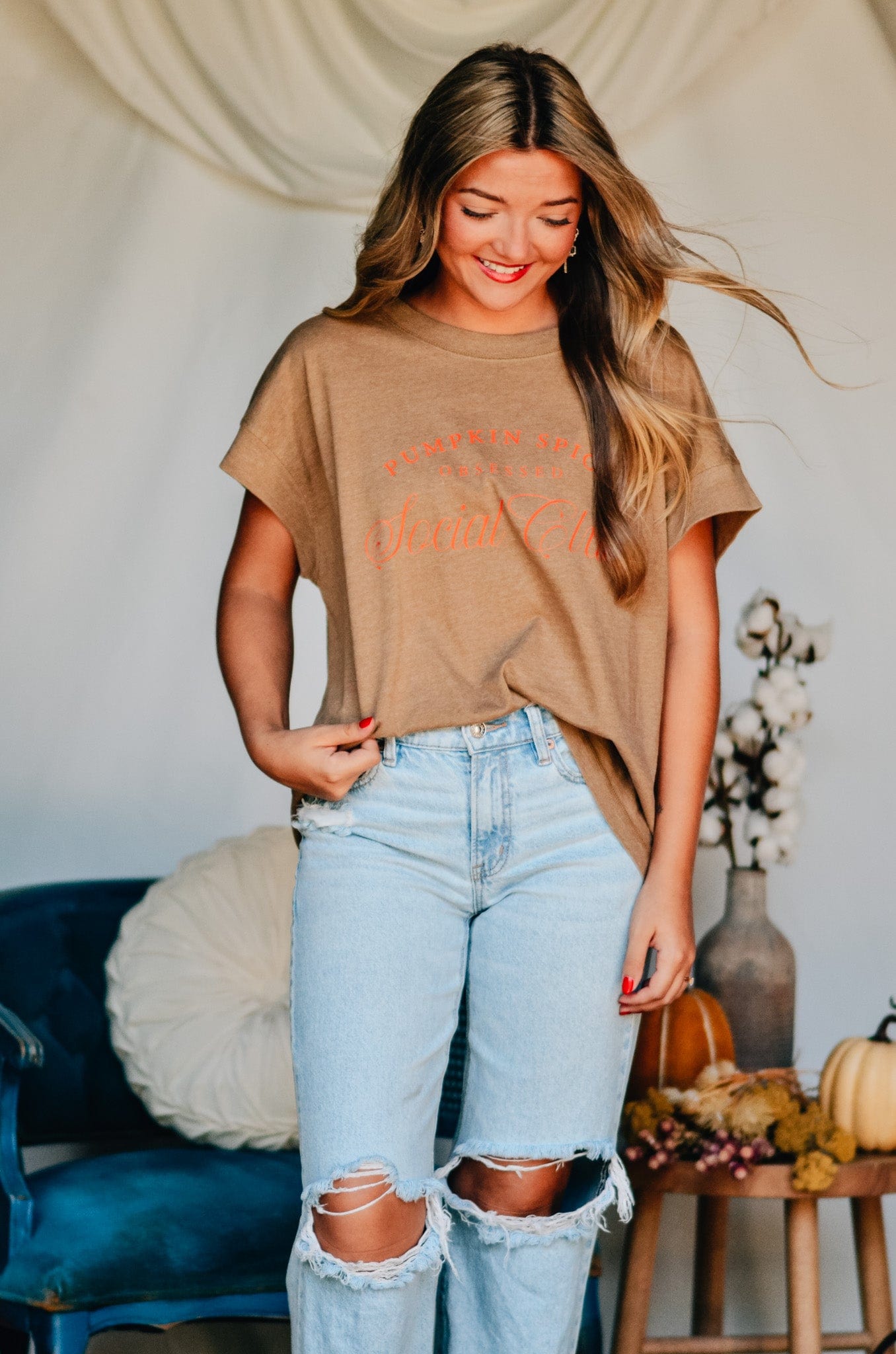 Pumpkin Spice Obsessed Social Club Camel Tee