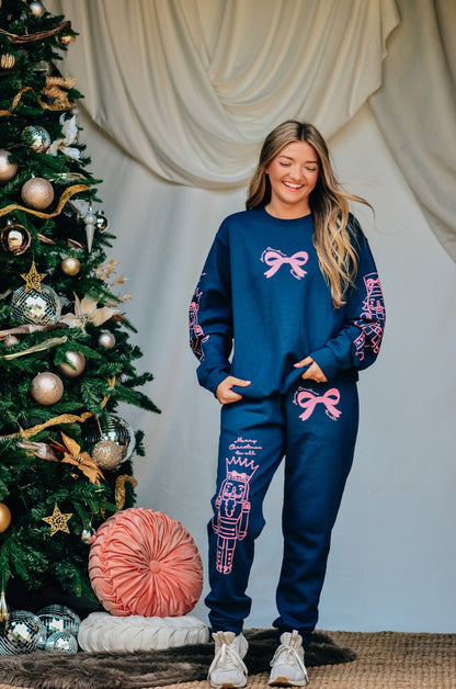 Nutcracker Bows Navy Sweatshirt