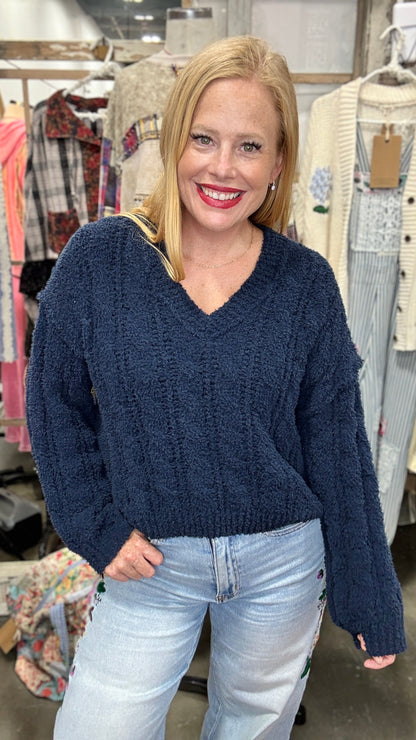 Cable Knit Chenille Sweater by POL