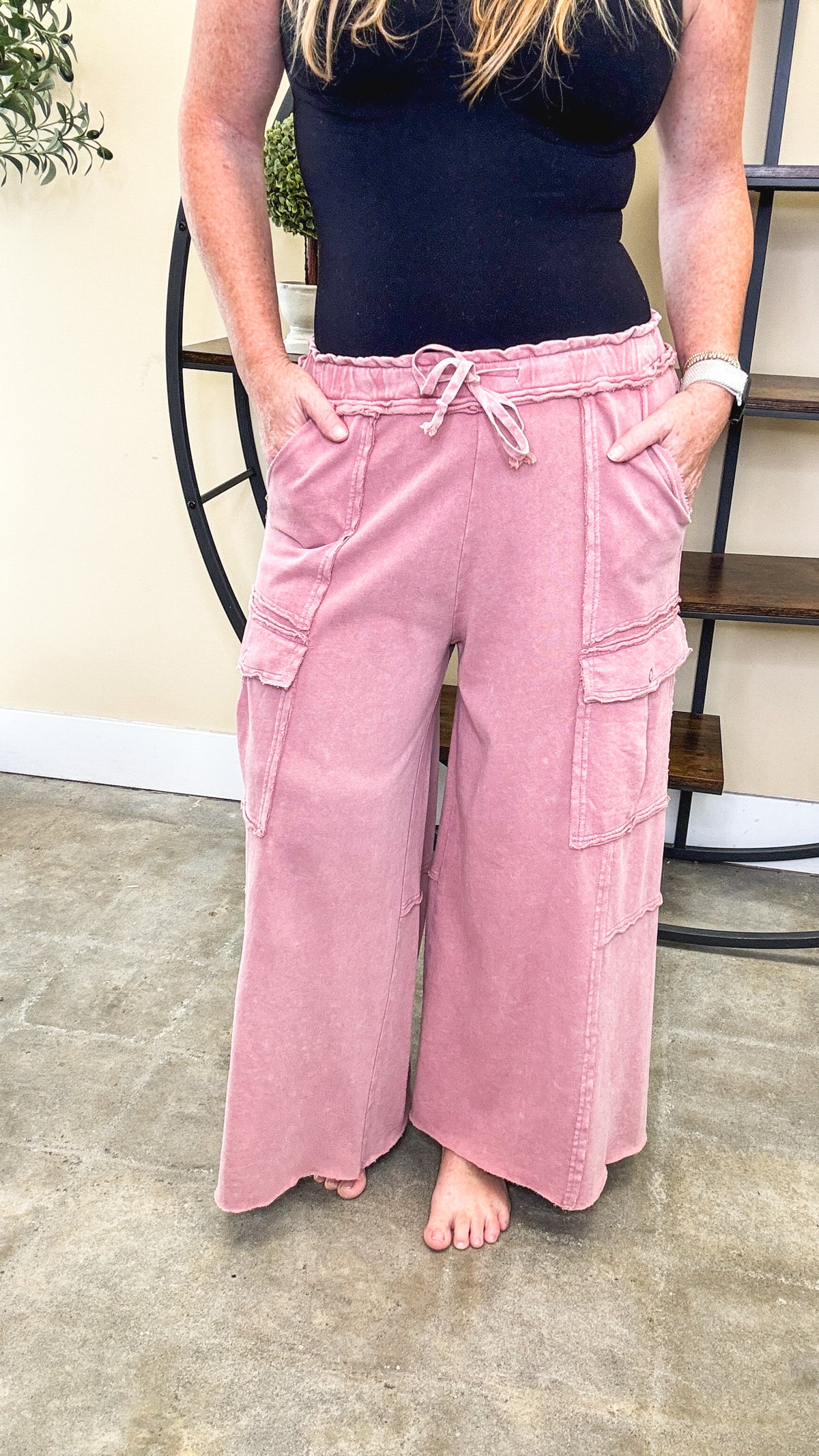 Plum Drift Mineral Wash Cargo Pants