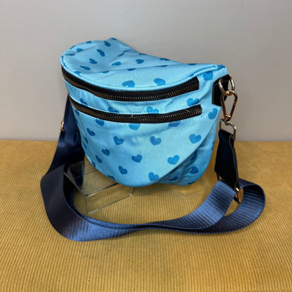 The Roni Nylon Crossbody - Light Blue Hearts