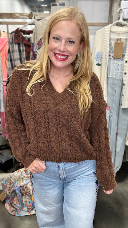 Cable Knit Chenille Sweater by POL
