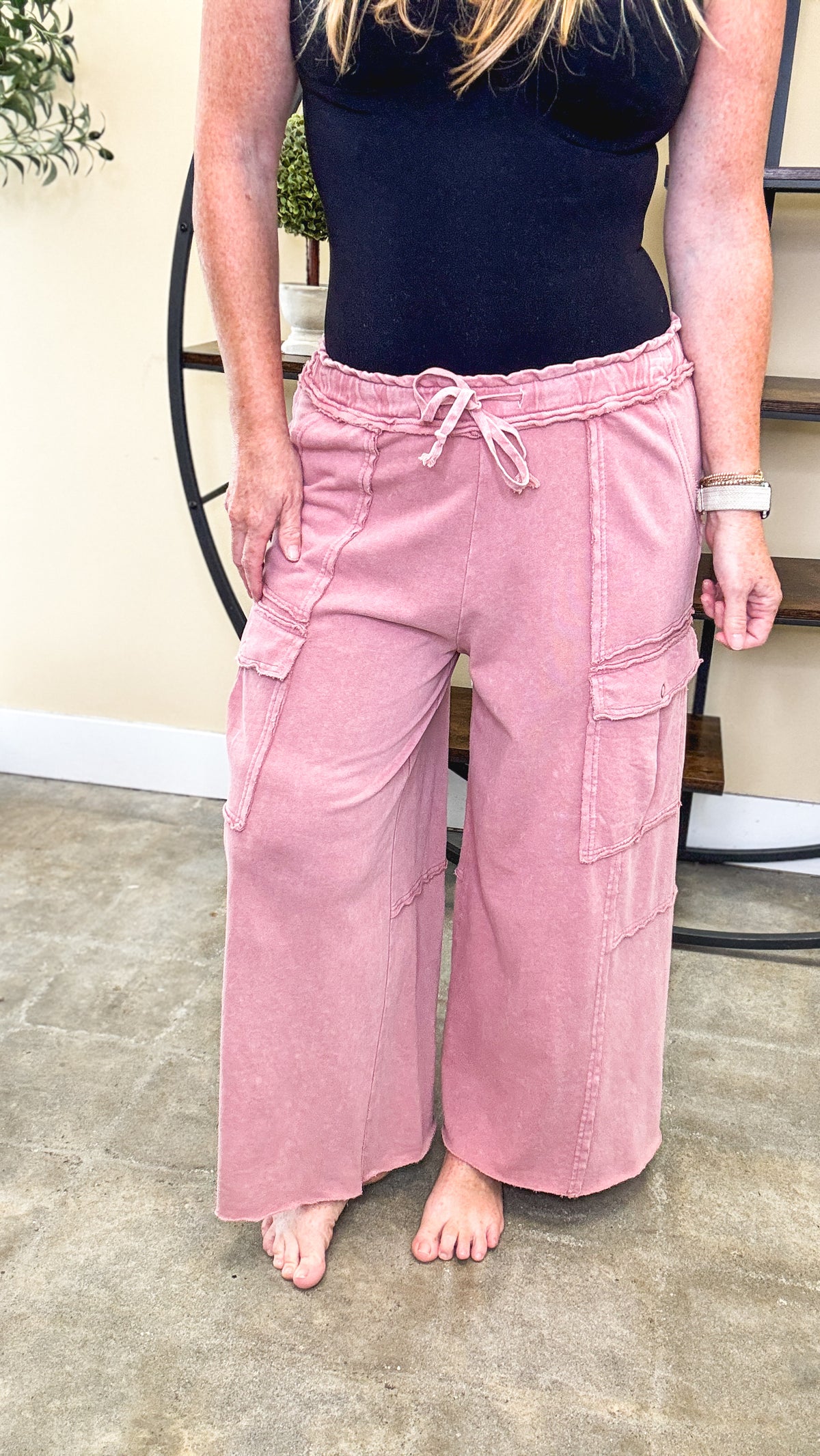 Plum Drift Mineral Wash Cargo Pants